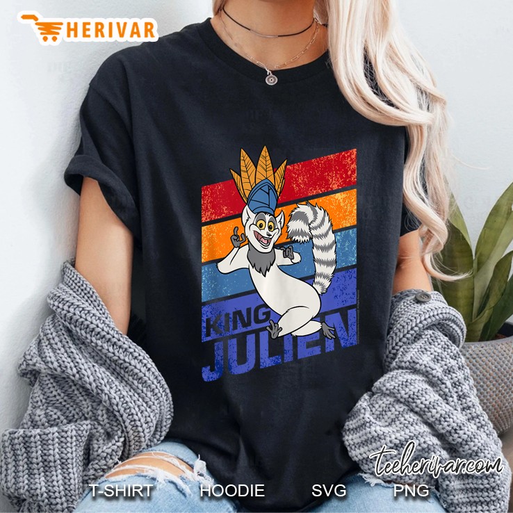 Madagascar King Julien Striped Portrait Tank Top Ladies Tee
