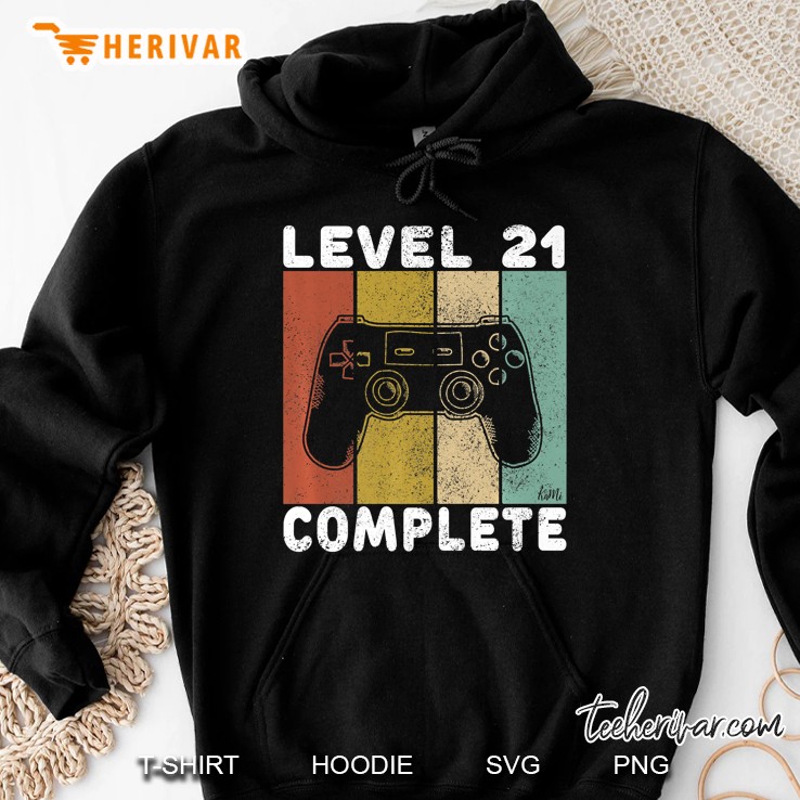 Mens Mens 21St Birthday Shirt Men Gaming Tshirt Level 21 Complete Premium Hoodie