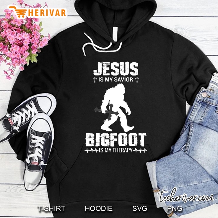 Jesus Is My Savior Bigfoot Is My Therapy Bigfoot Silhouette Version Mugs