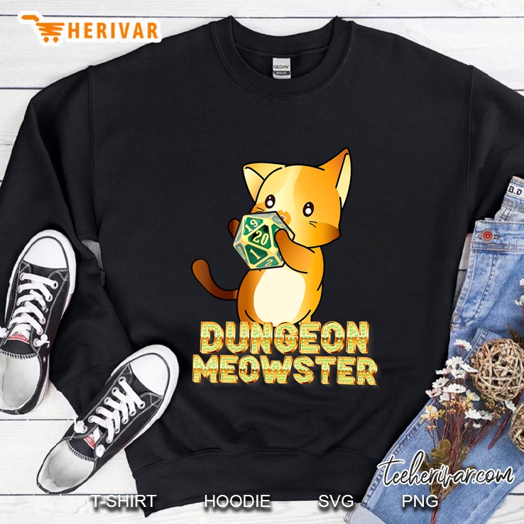 Dungeon Meowster Funny Cute Cat D20 Rpg Larp Sweatshirt