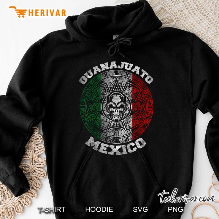 Guanajuato Aztec Mayan Calendar Skull. Mexican Pride Symbol Hoodie