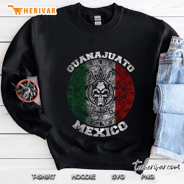 Guanajuato Aztec Mayan Calendar Skull. Mexican Pride Symbol Sweatshirt