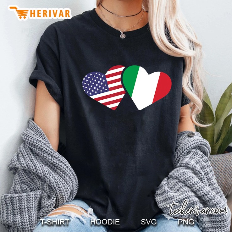 Italy Usa Flag Heart Italian American Love Ladies Tee
