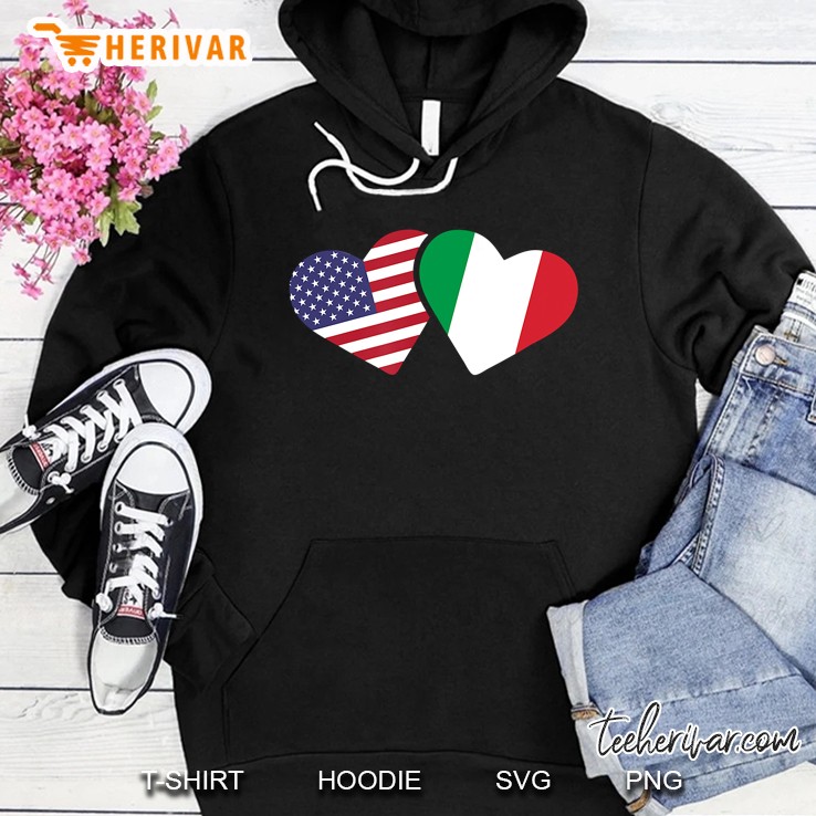 Italy Usa Flag Heart Italian American Love Hoodie