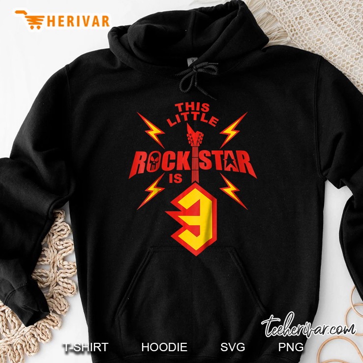Kids 3Rd Birthday Boys Rockstar Rock Music 3 Year Old Hoodie