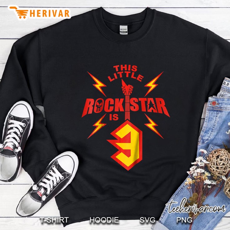 Kids 3Rd Birthday Boys Rockstar Rock Music 3 Year Old Sweatshirt