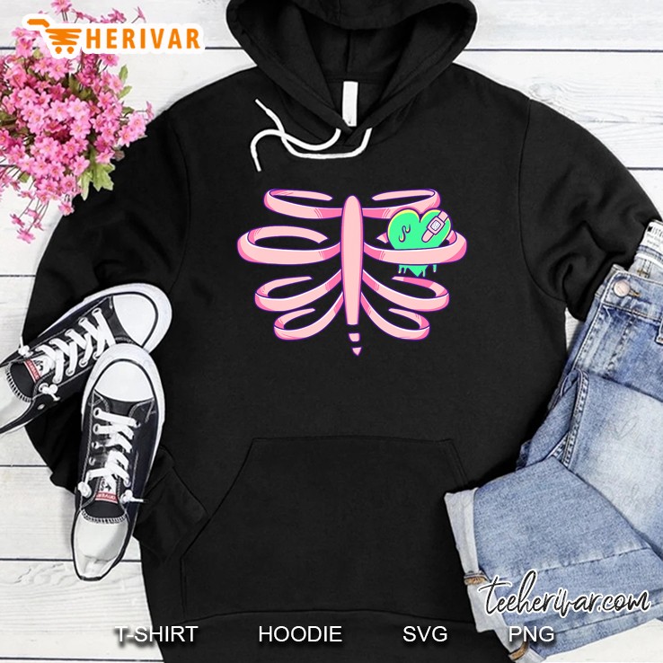 Menhera Clothing Pastel Goth Kawaii Heart Ribcage Shirt Hoodie