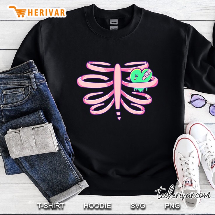 Menhera Clothing Pastel Goth Kawaii Heart Ribcage Shirt Sweatshirt
