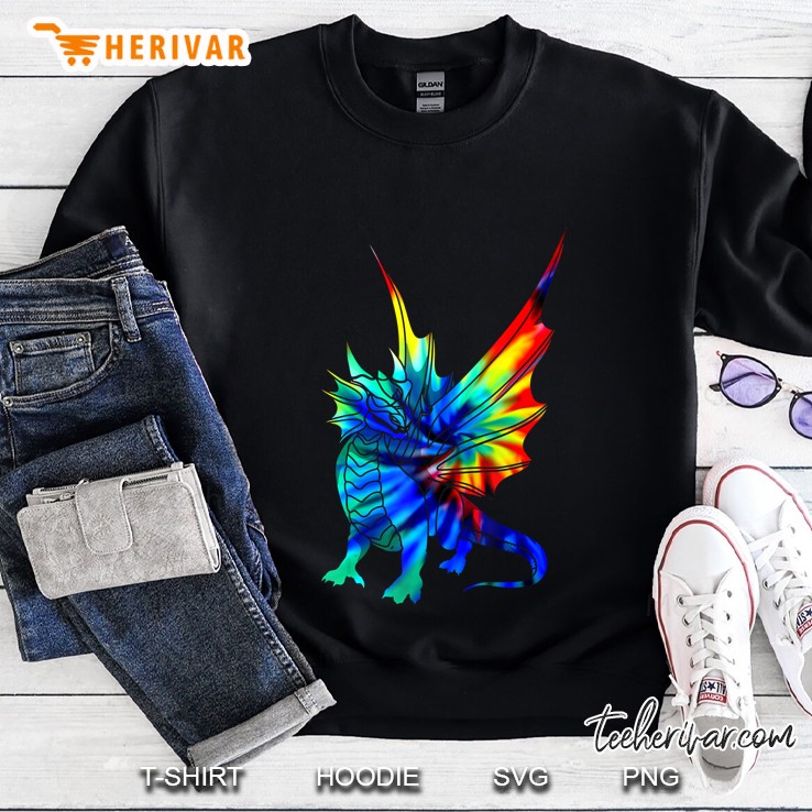 Tie Dye Dragon Shirt Cute Brushed Firedrake Tee Gift Mugs