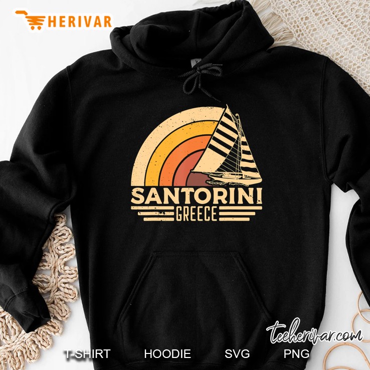 Vintage Santorini Greece Sailing Hoodie