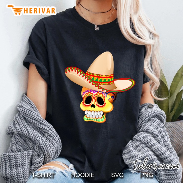 Mexico Sugar Skull With Sombrero Ladies Tee