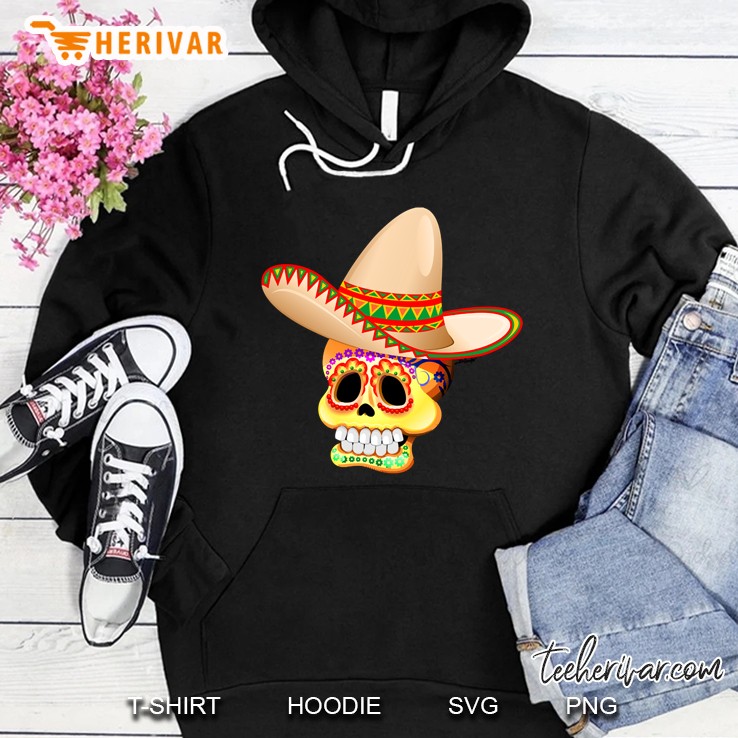 Mexico Sugar Skull With Sombrero Hoodie