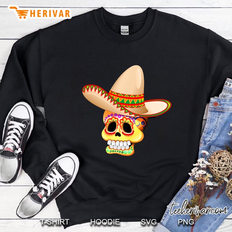 Mexico Sugar Skull With Sombrero Sweatshirt