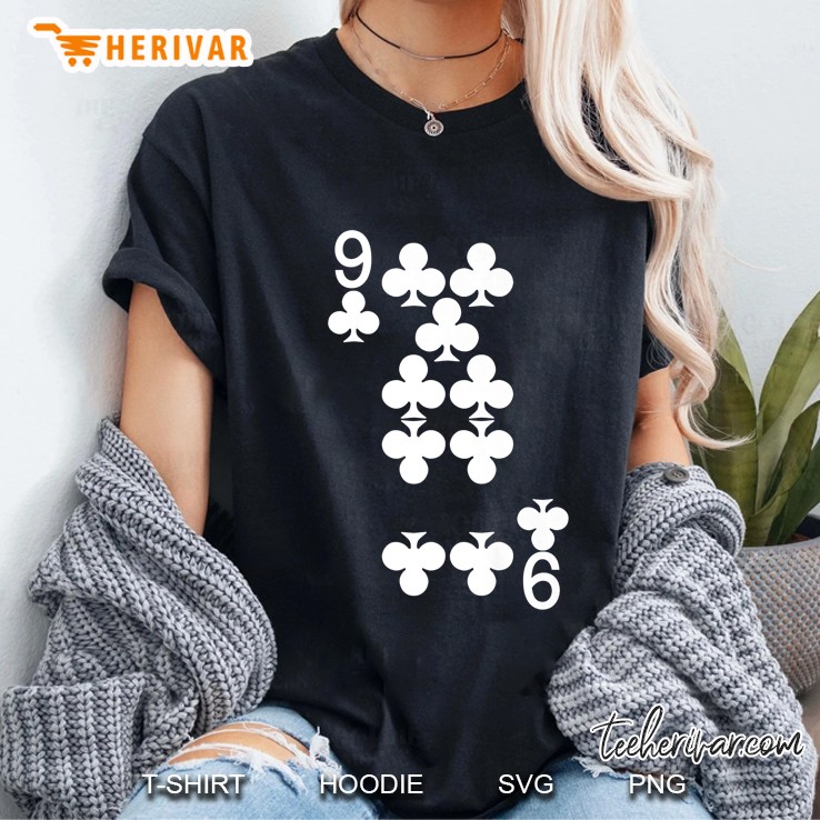 9 Of Clubs - Playing Card Halloween Costume White Text Premium Ladies Tee