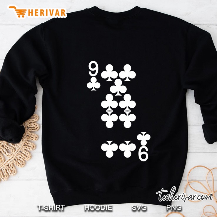 9 Of Clubs - Playing Card Halloween Costume White Text Premium Sweatshirt
