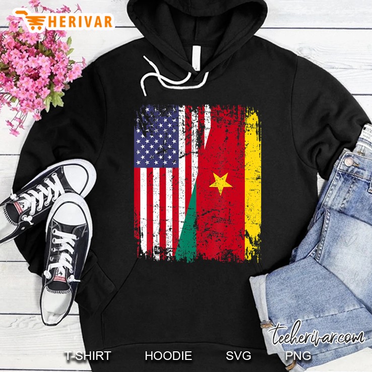 Cameroonian Roots Half American Flag Cameroon Flag Hoodie