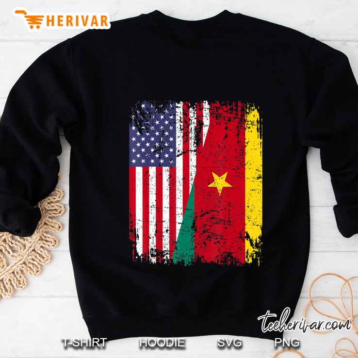 Cameroonian Roots Half American Flag Cameroon Flag Sweatshirt