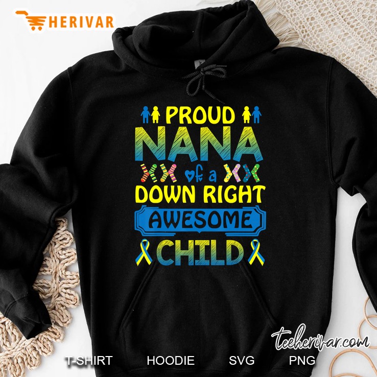 Down Syndrome Shirt Nana Awesome Child Ribbon Blue Yellow Mugs