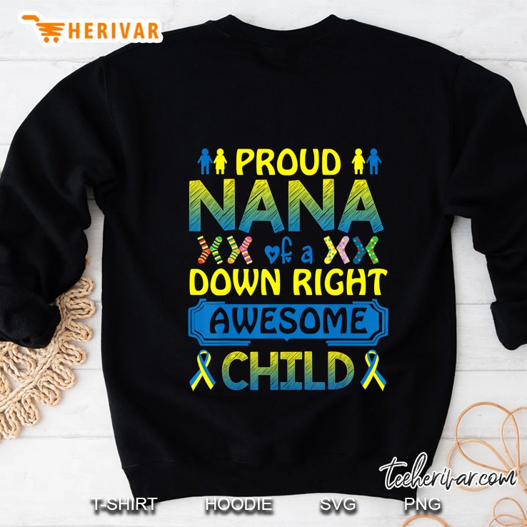 Down Syndrome Shirt Nana Awesome Child Ribbon Blue Yellow Mugs