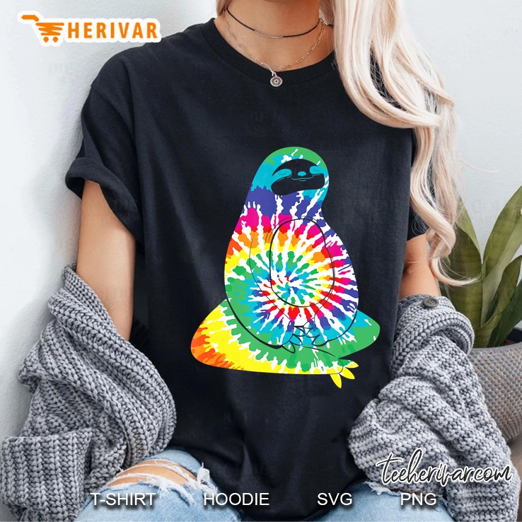 Fun Hippie Rainbow Tie Dye Sloth Ladies Tee
