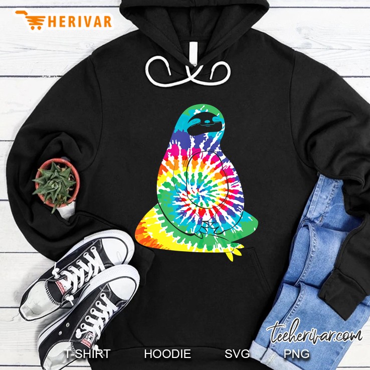 Fun Hippie Rainbow Tie Dye Sloth Hoodie