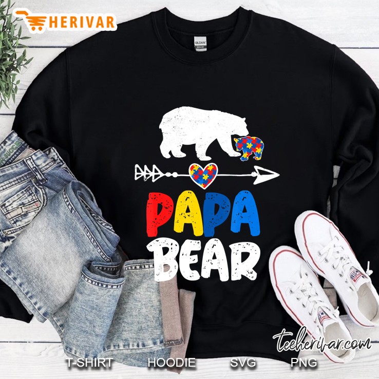 Funny Papa Bear Papa Autism Awareness Support Gift Sweatshirt