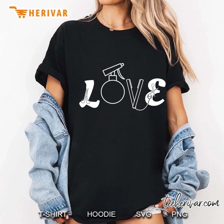 Love Barber Tools Themed Words Barbershop Style Ladies Tee