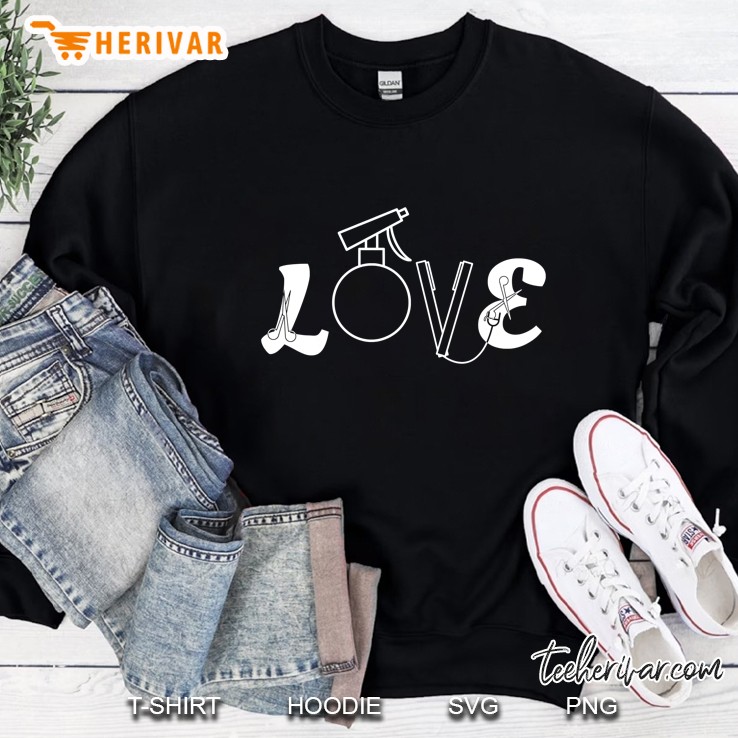 Love Barber Tools Themed Words Barbershop Style Sweatshirt