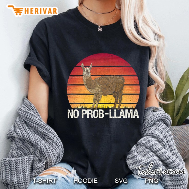 No Prob-Llama Retro Vintage Llama Alpaca Lover Gift Ladies Tee