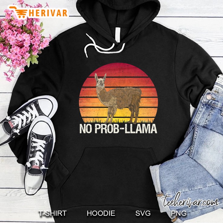 No Prob-Llama Retro Vintage Llama Alpaca Lover Gift Hoodie
