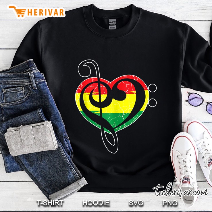 Rasta Flag Jamaica Flag Irie Reggae Music Bass Clef Tank Top Sweatshirt