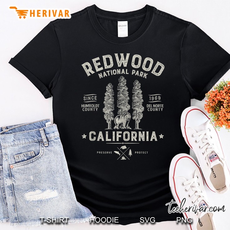 Redwood National Park Vintage California Bear Gift Men Women Tank Top Shirt