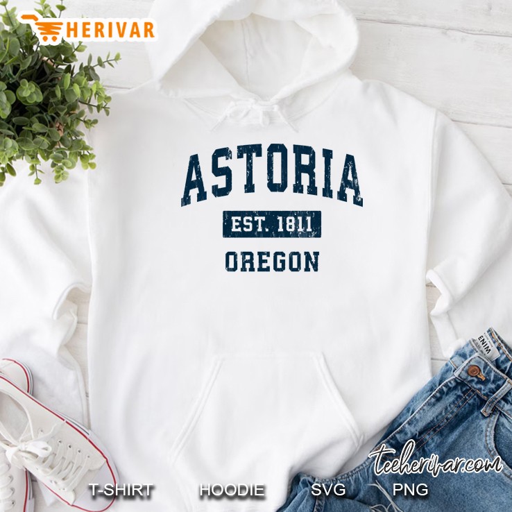 Astoria Oregon Or Vintage Sports Design Navy Print Hoodie