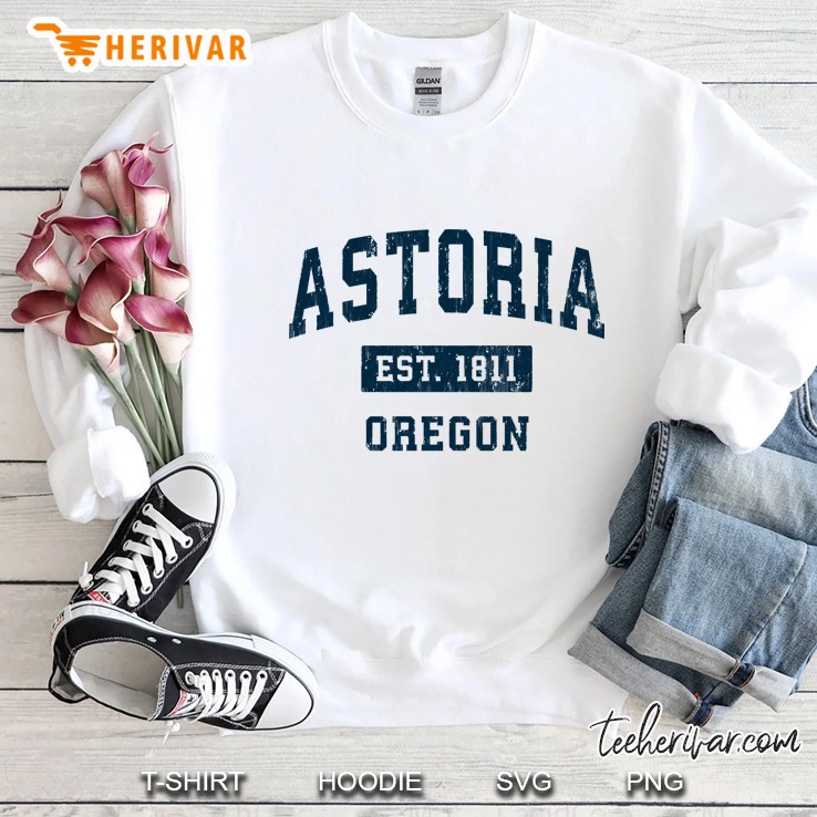 Astoria Oregon Or Vintage Sports Design Navy Print Sweatshirt