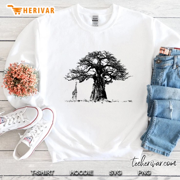 Baobab Tree And Giraffe African Wildlife Sweatshirt