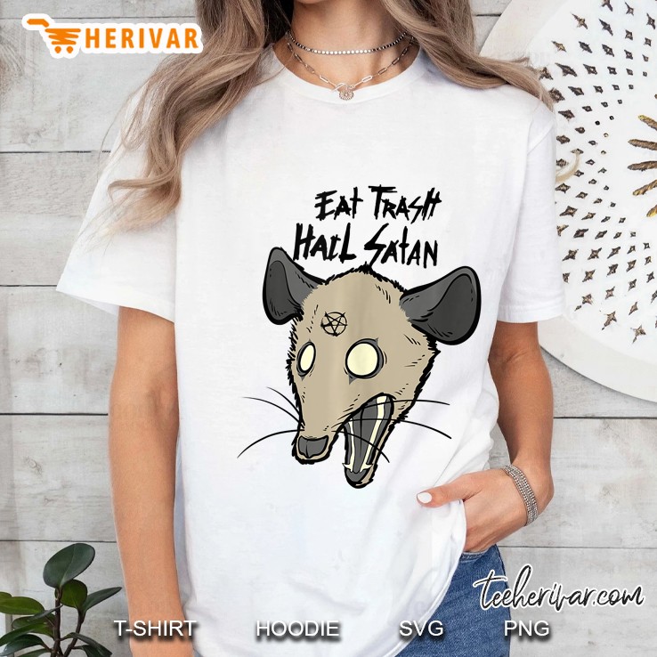 Eat Trash Hail Satan Funny Occult Possum Satanic Pentagram Tank Top Ladies Tee