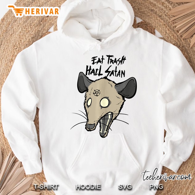 Eat Trash Hail Satan Funny Occult Possum Satanic Pentagram Tank Top Hoodie