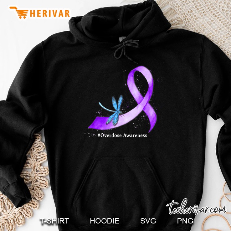 Hippie Dragonfly Purple Ribbon Overdose Awareness Hoodie