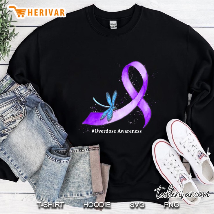 Hippie Dragonfly Purple Ribbon Overdose Awareness Sweatshirt