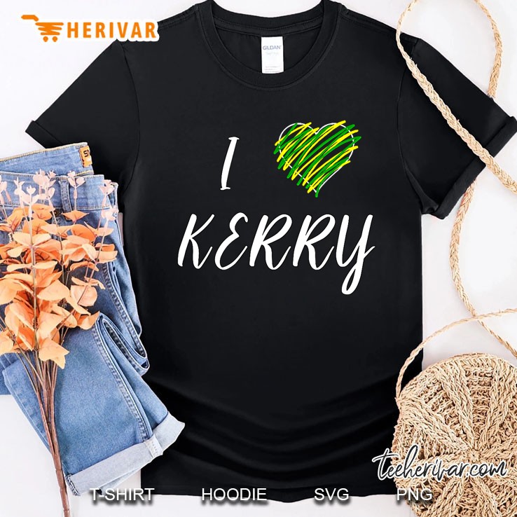 Kerry Ireland County Colours- 'I Love' With Funky Heart Shirt