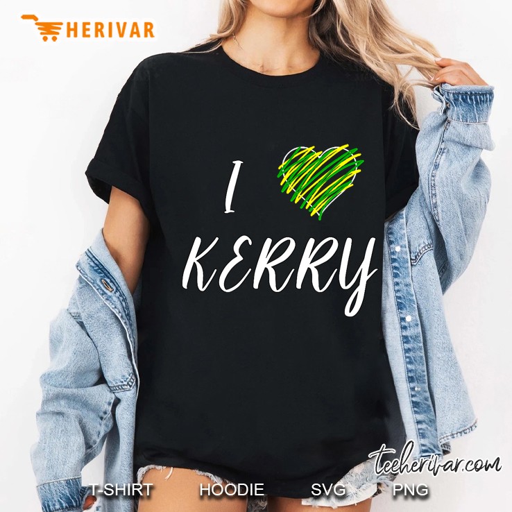 Kerry Ireland County Colours- 'I Love' With Funky Heart Hoodie