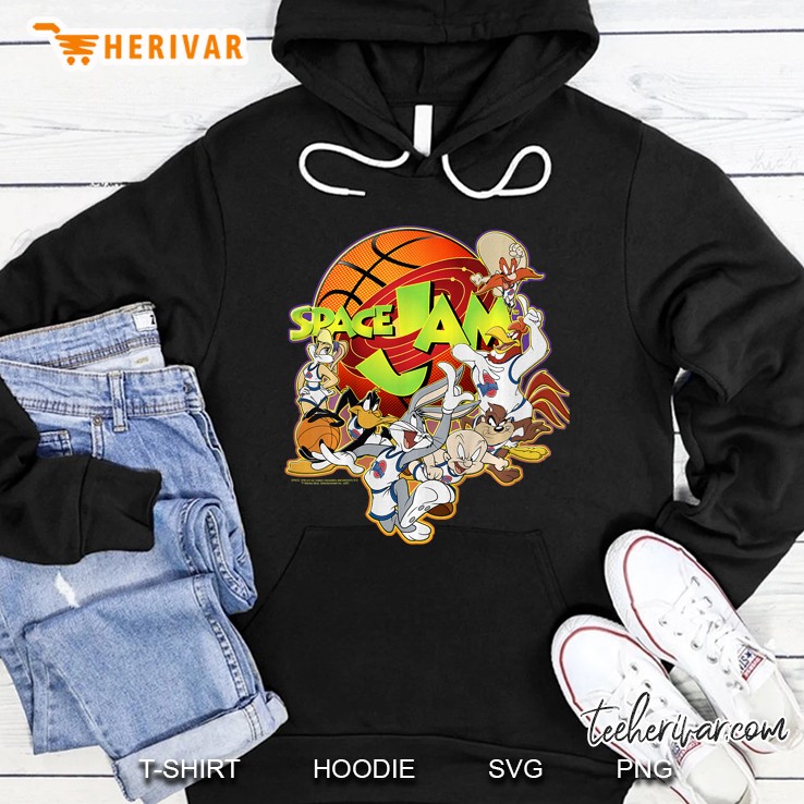 Kids Space Jam Group Shot Basketball Logo Hoodie