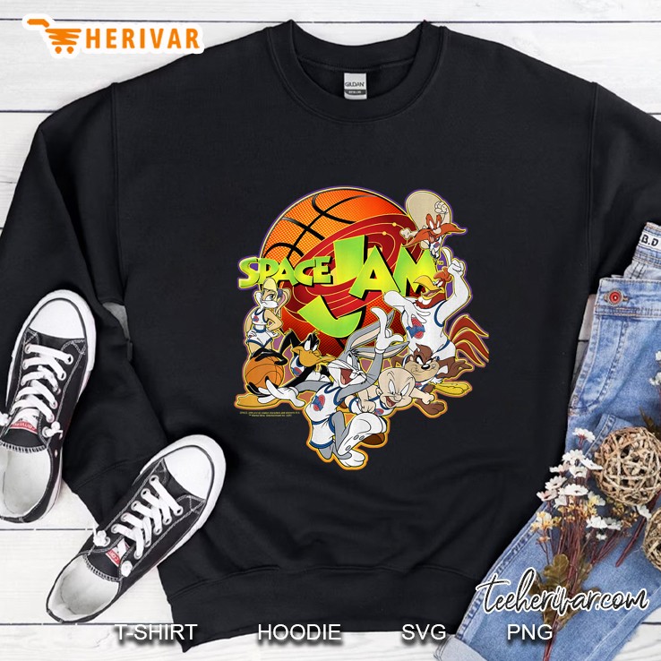 Kids Space Jam Group Shot Basketball Logo Sweatshirt