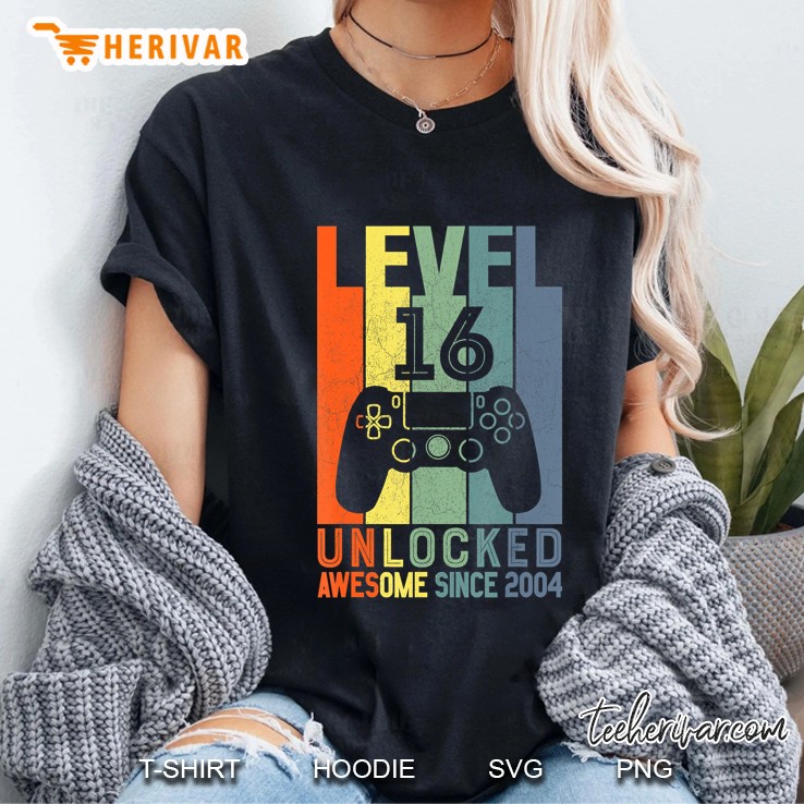 Level 16 Unlocked Awesome Since 2004 16 Birthday Gift Ladies Tee
