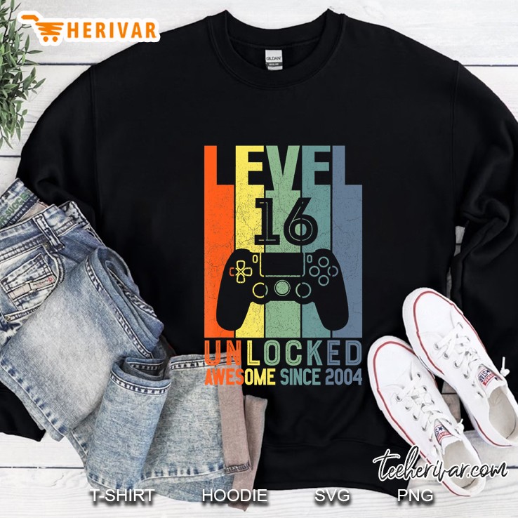 Level 16 Unlocked Awesome Since 2004 16 Birthday Gift Sweatshirt