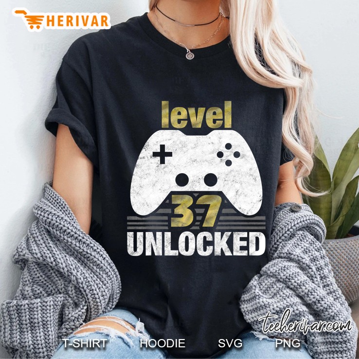 Level 37 Unlocked 37Th Birthday 37 Year Old Gift For Gamers Hoodie