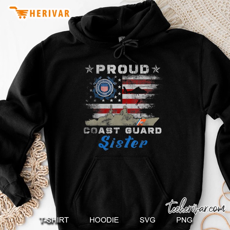 Proud Us Coast Guard Sister Uscg American Flag Shirts Mugs