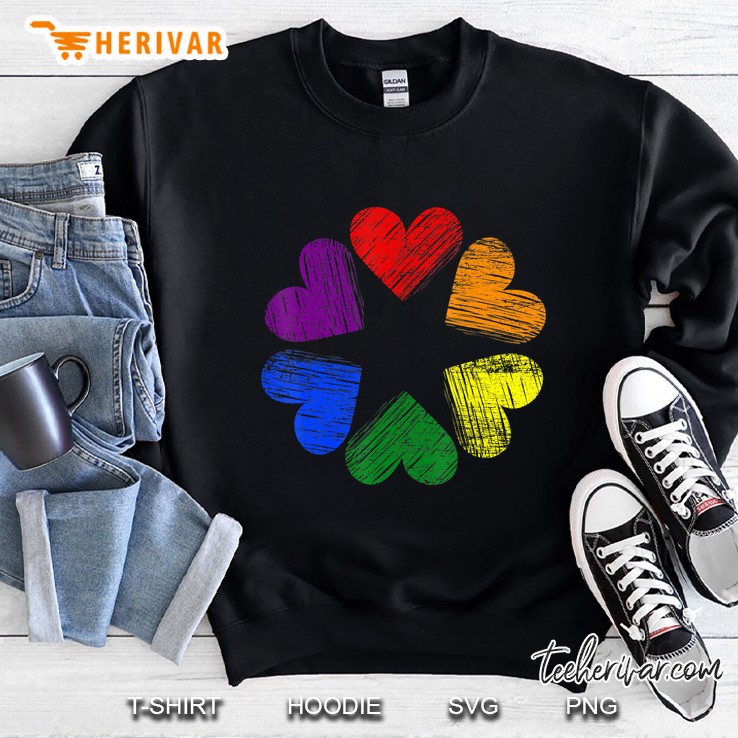 Rainbow Circle Of Hearts Love Gay Pride Lgbt Sweatshirt
