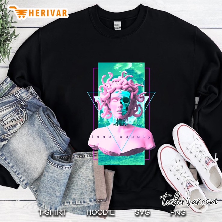 Vaporwave Medusa Statue With Skull Aesthetic Art Retro Premium Sweatshirt