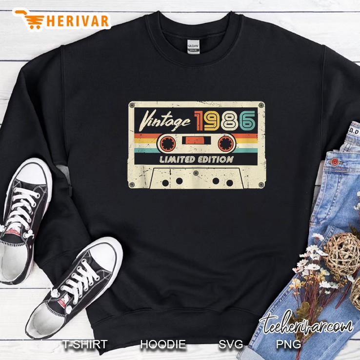 Vintage 1986 Made In 1986 34Th Birthday Gift Retro Cassette Tank Top Sweatshirt